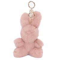 Porte-clés Lapin Rose Kawaii en Peluche, Pendentif Lapin en Tissu Tricoté, Ornement de Sac à Main, Accessoire de Porte-clés