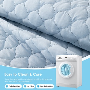 Juego de Manta Acolchada Ligera de Microfibra para <span class=keywords><strong>Verano</strong></span>, 90 g/m², Prelavada, Transpirable, para Habitación con Aire Acondicionado, Textura de Diamante Ondulado - Product Image 3
