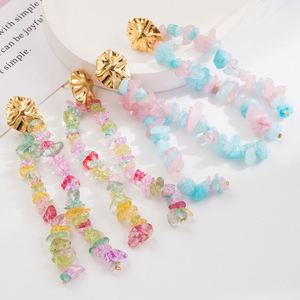 ต่างหูเข็มเงินสเตอร์ลิงสำหรับผู้หญิงประดับลูกปัดสีสันสดใสแฟชั่นแฮนด์เมดสไตล์วันหยุดนางฟ้าพู่ยาว - Product Image 3