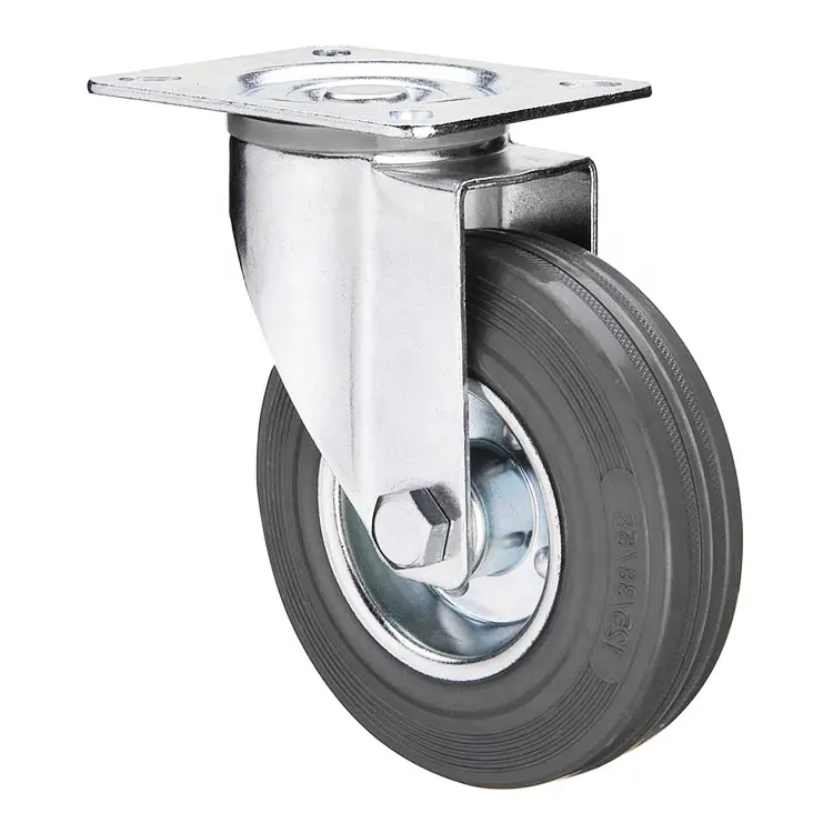Wbd rodas de borracha silenciosas, 100mm 160mm, tipo europeu, cinza, rodas de castor giratórias, com freio