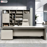 Bureau de direction en forme de L de luxe moderne JIUSHUN, table de travail pour PDG et cadres supérieurs