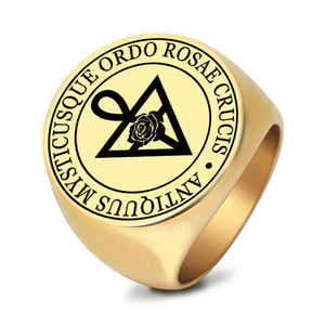 Anello R015 Ordem Rosacruz AMORC, Ordo Rosae Crucis Antiquus Mysticusque, Amuleto Talismano, Anelli in Acciaio Inossidabile Tagliati al <span class=keywords><strong>Laser</strong></span> - Product Image 1