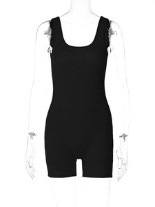 Summer Light Casual Custom Logo <strong>Lounge</strong> Wear 2026 New Fashion Solid Color Sports O Collar Backless Fitness Lady Sexy <strong>Jumpsuit</strong> - Product Image 6