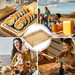 Contenedor Desechable de PP Cuadrado para Llevar, Bandeja para Sushi Japonés, Caja para Comida para Llevar, Envase para Comida Rápida con Tapa - Product Image 6