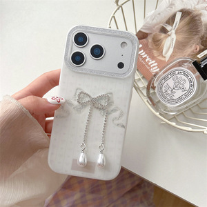 Funda de Teléfono con Lazo Brillante Blanco Suave para iPhone 17 Pro Max/16/15/14, Estilo Femenino y Lindo - Product Image 4