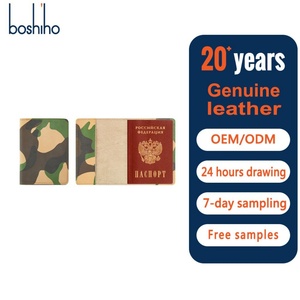 Funda para Pasaporte de Cuero Genuino Boshiho con RFID, Porta Tarjetas, Cierre de Cremallera, Diseño Único con Logotipo, Estilo Ejecutivo - Product Image 1