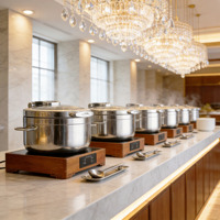 Chauffe-soupe de buffet rond ORIX 11L de luxe à double poignée en acier inoxydable avec thermostat numérique intelligent pour hôtels, banquets et réceptions
