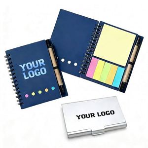 Wholesale Kraft Paper Memo Pad Logo Customized Promo Business Gift Small Spiral Notebook With Pen <b>Sticky</b> Notes <b>Notepad</b> - Product Image 1