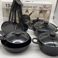 Batterie de Cuisine 13 Pièces Casseroles et Poêles Kit Ustensiles de Cuisine Cadeaux pour Amis et Famille Ensemble de Cuisson