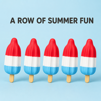 Trio de jouets squishy classiques en mousse souple, motifs Ice Pop, rouge, blanc, bleu, corps cannelé, manche en bois, cadeau d'été
