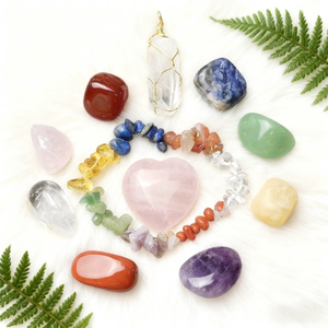 7 Chakra Soulager L'anxiété Guérison Raw Rolling Stone Set Perle Naturelle Gravier Cristal Pierre Bracelet Rose Quartz Coeur Ensemble - Product Image 2