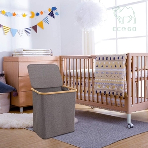 ตะกร้าผ้าไม้ไผ่มีฝาปิดสำหรับใส่เสื้อผ้าที่ใส่ซักเสื้อผ้าที่มีที่จับ - Product Image 3