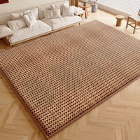 Tapis de sol lavable en bambou tressé pour chambre à coucher, antidérapant et doux, tapis rafraîchissant d'été pour salon, tapis bohème en paille