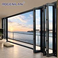 Porte pliante en aluminium ROGENILAN CE, cadre noir, vitrage accordéon, pour villa
