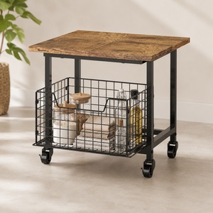 Chariot de rangement robuste à double niveau en métal avec roulettes pour salon, organisateur de rangement avec roulettes, armoire de rangement - Product Image 4