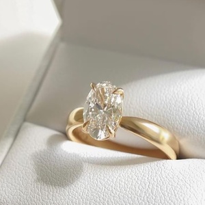 Anillo de <span class=keywords><strong>Compromiso</strong></span> de Oro Sólido de 14k/18k Personalizado con Diamante Cultivado en Laboratorio para Mujer, Certificado IGI, 2ct/3ct, VVS, Corte Ovalado - Product Image 2