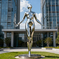 Estatua de Mujer de Tamaño Real con Brazos Abiertos, Escultura de Figura Femenina de Acero Inoxidable para Exteriores, Personalizable