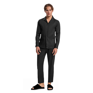 Camicie di <span class=keywords><strong>lino</strong></span> Casual da <span class=keywords><strong>uomo</strong></span> con Logo personalizzato moda estiva <span class=keywords><strong>camicia</strong></span> a manica lunga - Product Image 2