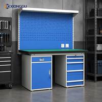 Banc de travail électronique industriel avec panneau perforé, prise de courant, tiroir, armoire, station en acier pour l'assemblage et les tests de composants