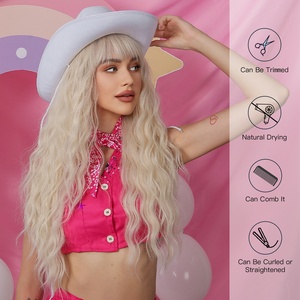 Usine En Gros Bouclés Ondulés Blanc <span class=keywords><strong>Perruque</strong></span> Synthétique Longue Platine Cheveux <span class=keywords><strong>Perruque</strong></span> avec Bang Cosplay <span class=keywords><strong>Halloween</strong></span> pour les Femmes Fibre Naturelle - Product Image 3