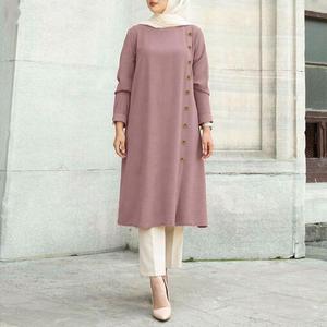 レディースプラスサイズチュニック服ロングシャツワンピース女性用クルーネックブラウスルーズトップス - Product Image 1