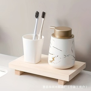 Wood Color Rectangle Decorative Tray 23cm X 15cm X 3.8cm <b>Desktop</b> Display <b>Shelf</b> For Figurine And Ornament - Product Image 5