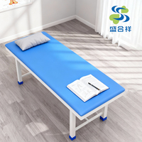 Table d'examen manuelle pliable pour hôpital, type plat, capacité 200 kg, matelas en cuir PU pour usage hospitalier