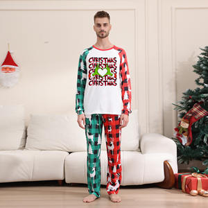 <span class=keywords><strong>Merry</strong></span> <span class=keywords><strong>Grinchmas</strong></span> rojo verde Plaid Conjunto de pijama de mujer transpirable cintura elástica ropa de dormir informal para verano invierno otoño familia - Product Image 3