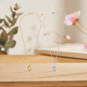 Collar con Colgante en Forma de O, Tono Dorado y Plateado, Acero 45445, 12 Piezas - Product Image 3