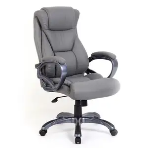 ChaoYa-silla de oficina de Espalda alta para oficina ejecutiva, silla de escritorio ejecutiva con respaldo de cuero gris
