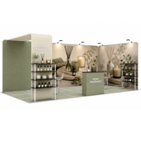 Stand d'exposition modulaire portable personnalisé pour parfums d'intérieur, avec étagères et comptoir, pour marque de bougies
