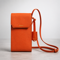 Sac à bandoulière en cuir PU grainé pour femme, pochette de téléphone portable, portefeuille à cartes véritable avec chaîne détachable, vente en gros