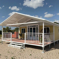 Maison préfabriquée moderne extensible de haute qualité à double aile de 40 pieds et 20 pieds, 3 chambres, hôtel, panneau sandwich en acier