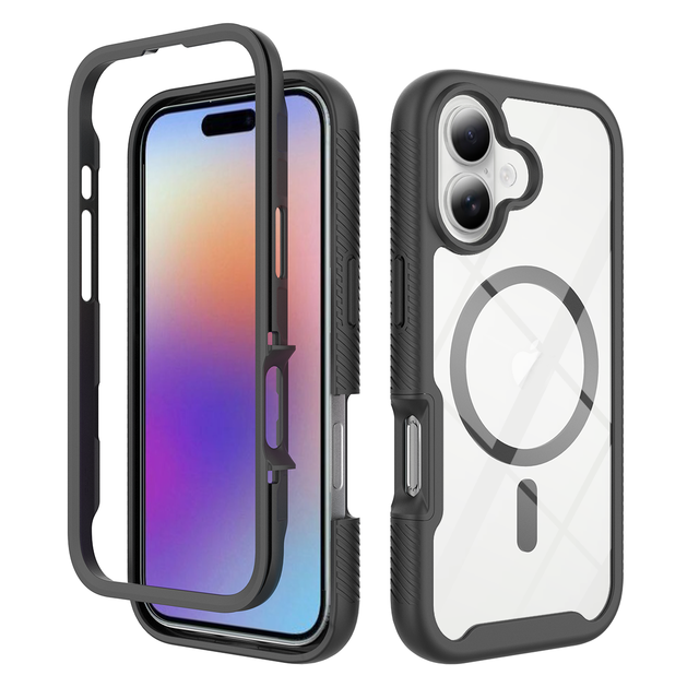 Full Body Rugged Clear Bumper Case with Front Frame for Iphone 17 Star Triple Defense Phone Case with Screen Protective