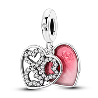 Kalung Liontin Perak Tiktok Terlaris Motif Hati Klasik Bunga Mawar Hadiah Hari Valentine Perhiasan Fashion untuk Pesta Pernikahan