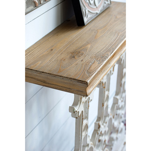 Classic Vintage <b>White</b> Wash Console Table 32x12x32 Brown Wood Top Wall <b>Display</b> Shelf - Product Image 6