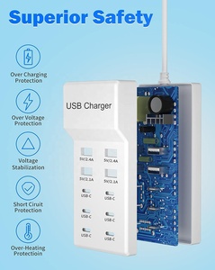 USB C Trạm Sạc 50W-100W 10 cổng sạc Hub với 6 USB-C & 55W Máy tính để bàn Dock OTP điện pin sạc Dock - Product Image 6