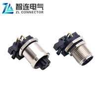 Conector ZLconnector M12 Impermeable para PCB, Conector Macho Angular de 2 a 12 Pines, Blindado, para Montaje en Panel Trasero Ethernet