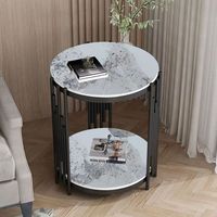 Table d'appoint ronde en pierre frittée avec structure en métal doré