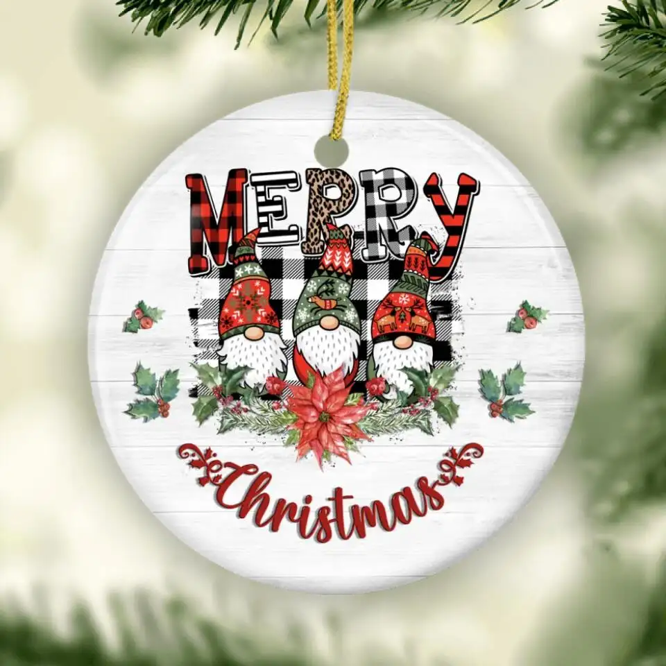 Custom DIY Home Tree Decor White Blanks Porcelain Pendants Ceramic Sublimation Christmas Ornament With Gold String