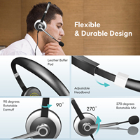 Auriculares con Cable USB para Teléfono, Oficina, Computadora, Centro de Llamadas, con Micrófono con Cancelación de Ruido ENC