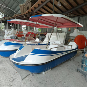 เรือถีบไฟเบอร์กลาส 6 ที่นั่ง พร้อมมอเตอร์ไฟฟ้า สำหรับเล่นน้ำ อุปกรณ์กีฬาทางน้ำ ขาย - Product Image 3