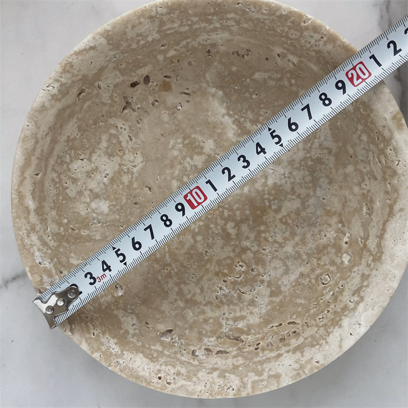 Vintage Beige Travertine Marble Home Hotel Decoration Religious Round Ornament Bowl Travertine Stone Fruit Plate Retro Beige Travertine Marble Home Hotel Decorative Bowl Round Bowl  Beige,Travertine,Marble,Decorative Bowl,Bowl,Round Bowl