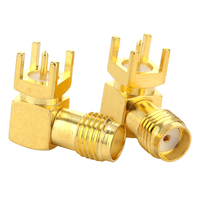 Conector SMA Hembra de Ángulo Recto para Montaje en PCB, Conector Coaxial RF para Panel de Antena GPS LTE, Transmisión de Señal Inalámbrica