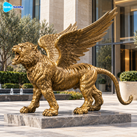 Sculpture de tigre ailé majestueux en bronze, moulée à la cire perdue, en laiton et cuivre, statue de gardien personnalisée pour hôtel, place publique, jardin, cour.