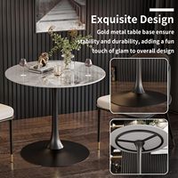 Mesa de Bar de Mármol Blanco de Cuatro Barras con Diseño Moderno, Revestimiento Resistente a las Manchas, Patas Negras - Para Cocina, Bar y Cócteles