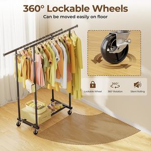 Tendedero con colgador de <span class=keywords><strong>ropa</strong></span> y Zapatero, soporte de tubería de hierro, equipado con poleas universales, tendedero de gran capacidad - Product Image 3