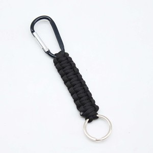 Paracord Carabiner Keychain Black Zinc Alloy Seven Core Braided Key Ring Hook Outdoor Survival Gear - Product Image 5