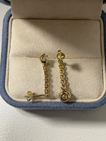 Boucles d'oreilles pendantes personnalisées en or jaune 18 carats avec diamant de laboratoire rond serti clos et perles, bijoux raffinés