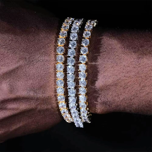 Accessoires Bracelet pour homme Hip Hop avec boucle à ressort, chaîne tennis simple rangée et zircon, Tanjing Fashion - Product Image 3